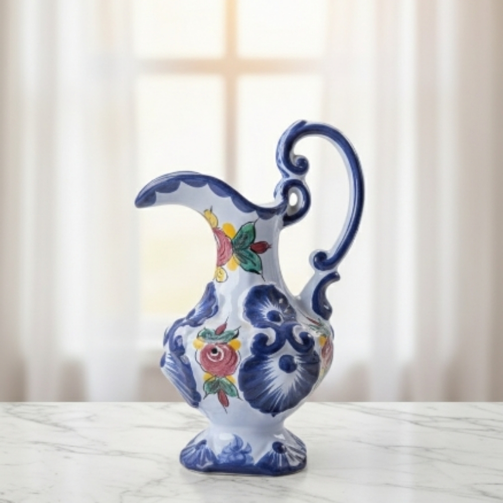 VINTAGE Vestal Portugal Hand-Painted Tall Pitcher/ Vase
